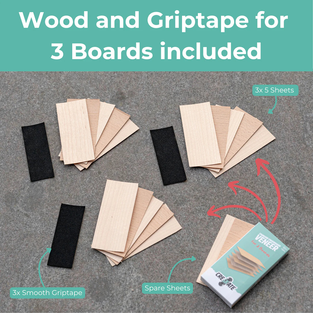Create Your Skate - Maple Veneer Pack for 3 Fingerboards