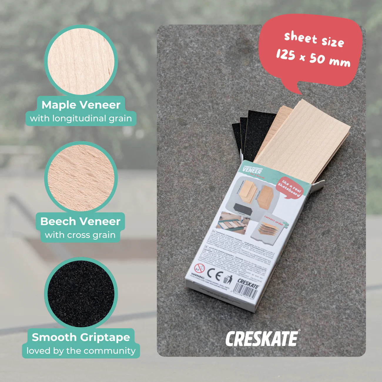 Create Your Skate - Maple Veneer Pack for 3 Fingerboards